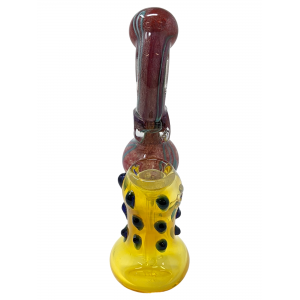 6" Gold Fumed Frit & Dot Art Bubbler Hand Pipe [ZD192]