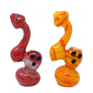 6" Frit Art Helix Design Bubbler Hand Pipe (Pack of 2) - [ZD194]