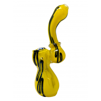 6" Assorted Frit Single Rim Spiral Ribbon Bubbler Hand Pipe - (Pack of 2) [ZD222]