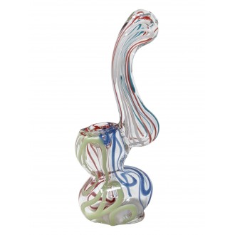 4" Assorted Mini Spiral Line Clear Body Bubbler Hand Pipe - (Pack of 2) [ZD236]