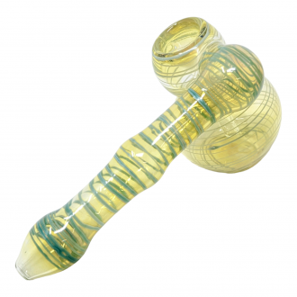 6" Gold Fumed Side Car Spiral Art Bubbler Hand Pipe [ZD272]