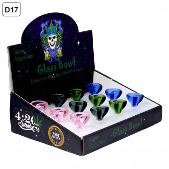 14mm Glass Bowls - Ignite Your Dabs, Spark The Adventure Bowls 12ct Display [GBOWL]