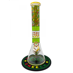 14" Cheech Glass Rasta Polka Dot Beaker Water Pipe with Dab Mat - [CHE-111]