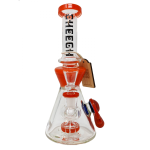 9" Cheech Glass Drip Smiley Face Showerhead Perc Water Pipe Rig (Red) - [CHE-199]