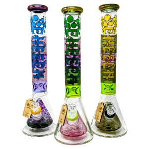 16" Cheech Glass Air Trap Triangle Perc Beaker Water Pipe - [CHE-244]