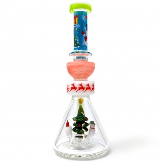 Cheech Glass - 10" Cheechmas Snow In Your Globe W/ Dab Pad Water Pipe - [CHE-257]