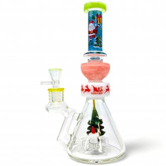 Cheech Glass - 10" Cheechmas Snow In Your Globe W/ Dab Pad Water Pipe - [CHE-257]