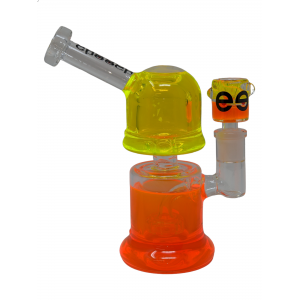 Cheech Glass Freezable Storm Trooper Water Pipe Rig with Dab Pad (UV Orange) - [HR-GY125-SLO]
