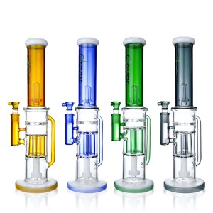 Clover Glass - 16.5" Dual Chamber & Dual Perc Recycler Water Pipe