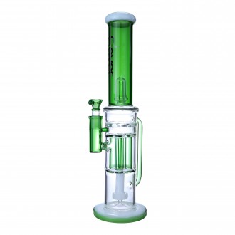 Clover Glass - 16.5" Dual Chamber & Dual Perc Recycler Water Pipe