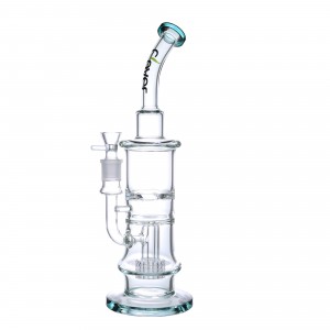 Clover Glass - 14" Bent Neck Matrix & Tornado Perc Water Pipe [WPB-376]