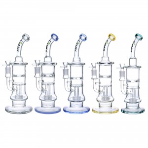 Clover Glass - 14" Bent Neck Matrix & Tornado Perc Water Pipe [WPB-376]