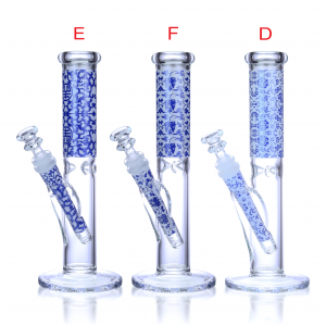 Clover Glass - 10" Floral Vine Pattern Straight Tube Water Pipe