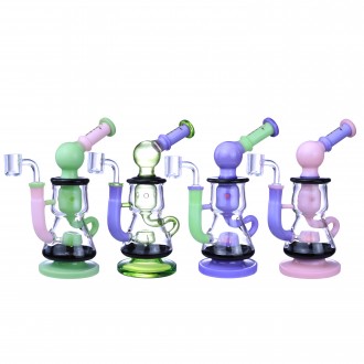 Clover Glass - 8.5" Multi-Tone Showerhead Perc Recycler Water Pipe