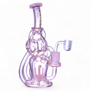 Clover Glass - 8.5" Glass Tri-Spindles W/ Perc Rhythm Of Each Hit Recycler Water Pipe [WPE-705]