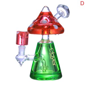 Clover Glass - 9" Glycerin Filled Mushroom Bell Water Pipe 