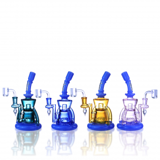 Clover Glass - 8" Dual Tone Perc Hourglass Recycler Water Pipe