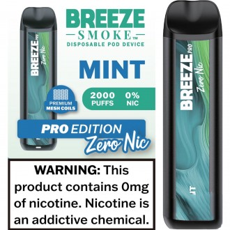 Breeze Smoke Pro Edition 6ml 2000 PF Zero Nicotine Disposable - 10ct Display*