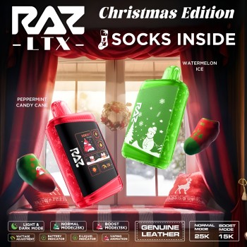 RAZ LTX 25,000 Puffs Christmas Edition 16ml Disposable Vape - 5ct Display* 