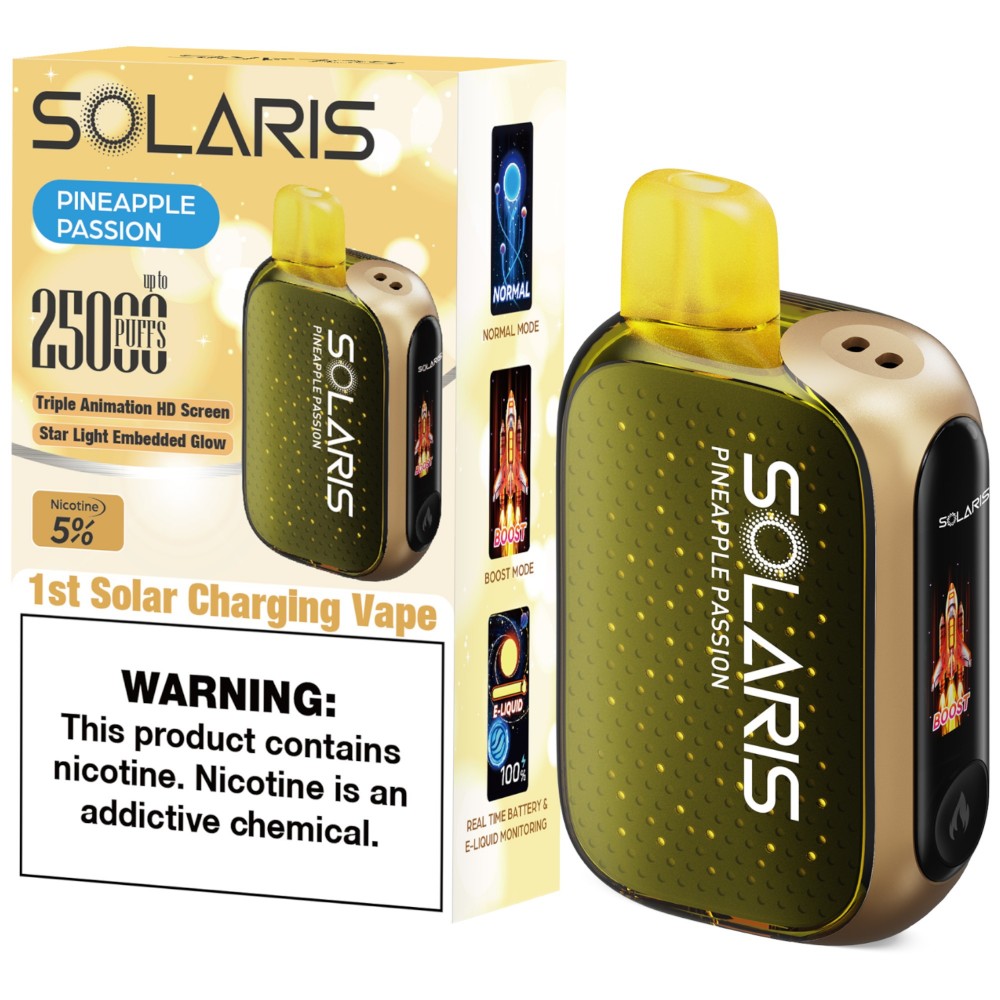 Solaris 25000 Puffs Solar Charging Disposable vape (Display of 5)*