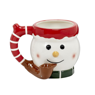 Ceramic Snowman Mug Hand Pipe - [82507]