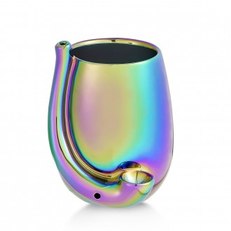 Iridescent Ceramic Stemless Wine Glass Hand Pipe - [82564]