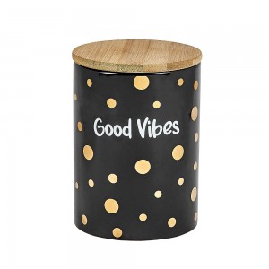 Deluxe Canister Stash Jar - Good Vibes - Black & Gold - Large [88087]