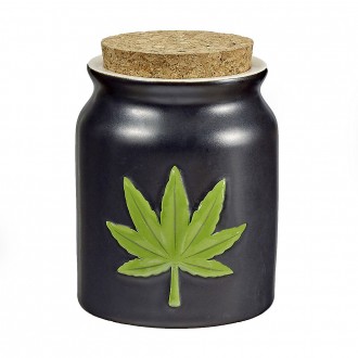 Green Leaf Stash Jar - Embossed Leaf [88118]