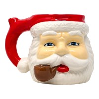 High Point Ceramic Red Santa Wake Bake Mug Hand Pipe - [PM025]