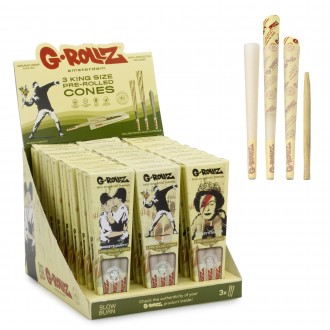 G-ROLLZ | Banksy's Graffiti - Organic Hemp Extra Thin - 3 King Size Cones In Each Pack - [BG1153KA]