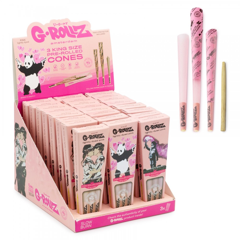 G-ROLLZ  Banksy's Graffiti - Lightly Dyed Pink - 3 King Size