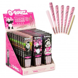 G-ROLLZ | Banksy's Graffiti - Lightly Dyed Pink - 6 King Size Cones / 24 Packs In Display - [BG1176KA]