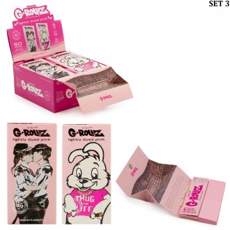 G-ROLLZ | Banksy's Graffiti King Size - Lightly Dyed Pink - 50 King Size Papers + Tips & Tray - [BG75]