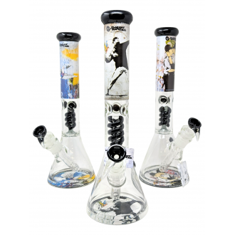 G-Rollz | 16.5" Banksy's - Beaker Percolator Bong White [BG20111]