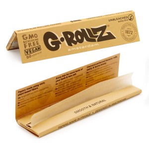 G-ROLLZ | Unbleached Extra Thin Rolling Papers - 50ct Display - King Size [GR01A-DIS]