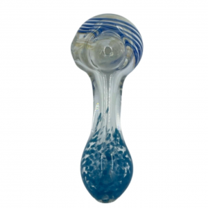 4.5" Silver Fumed Frit Mouth & Strip Art Head Spoon Hand Pipe (Pack of 2) [GWST0040] 