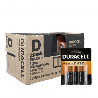 DURACELL® Coppertop D2 Alkaline Batteries 2 Batteries per Card (6PK)