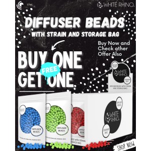 White Rhino Diffuser Beads with Strain and Storage Bag - 500ct/ Bag [BUY 1 GET 1 FREE ]