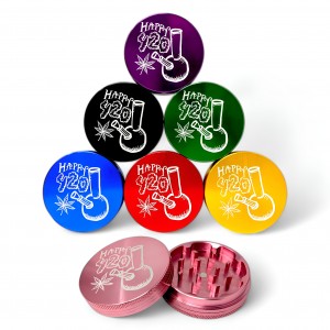 62mm 2-Piece- Tranquil Twist Happy 420 Herb Grinder [420GRD01]