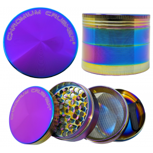 2.3" Chromium Crusher Herb Grinder w/ Rainbow solid top [70089]