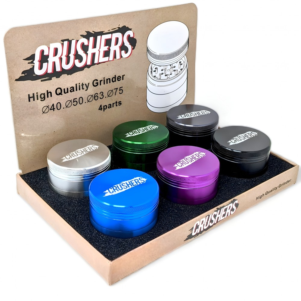 Large 4 Piece Herb Grinder - Mega Crusher - Clear Top - The Pipe King