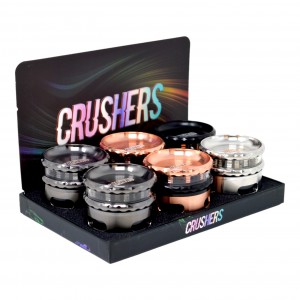 65mm 4 Part Metallic Magic Turning Herbs Into Shiny Shreds Crushers Grinder 6ct Display - [GR413]