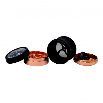 63mm 4 Part Crushers Spin Lid, Curved Body Grinder 6ct Display - [GR423]