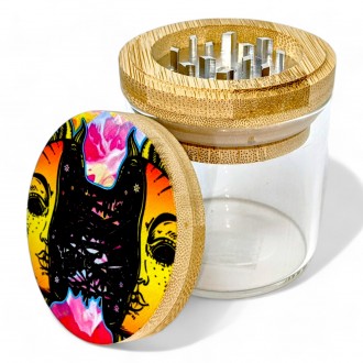 Myco-Magic Theme 2 In 1 Glass Jar W/ Grinder 6ct Display - [GR501]