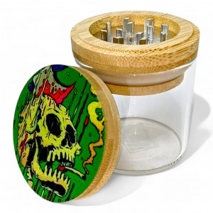 Hypnotic Theme 2 In 1 Glass Jar W/ Grinder 6ct Display - [GR508]