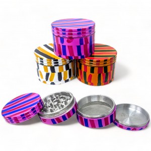 55mm Assorted Color Stripe Design 4 Parts Grinder - [JIG067]