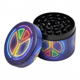 50mm Peace & Floral Design 4-Parts Metal Grinder - 12Ct Display