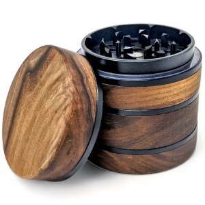 Blackout Bliss - 4 Parts Satin Black Core Wooden Herb Grinder - Black [WB-04]