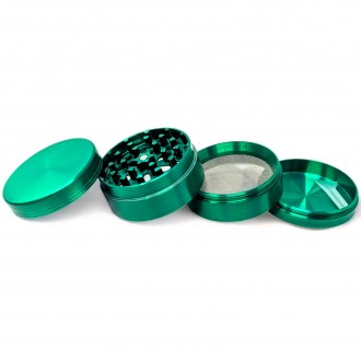 Shine in Every Grind - 4-Part Metallic Lid Herb Grinder - Sea Green [WB-06]