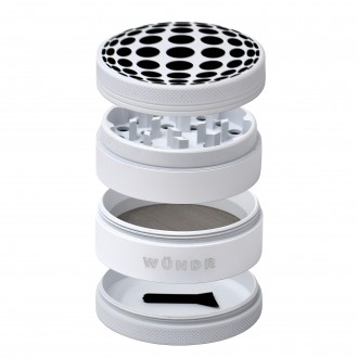 WÜNDR - 2.5" Matte White and Black 4-Part Herb Grinder 63mm 